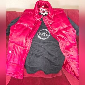 Michael Kors Kids' Charcoal Long Sleeve Tee and Red Vest